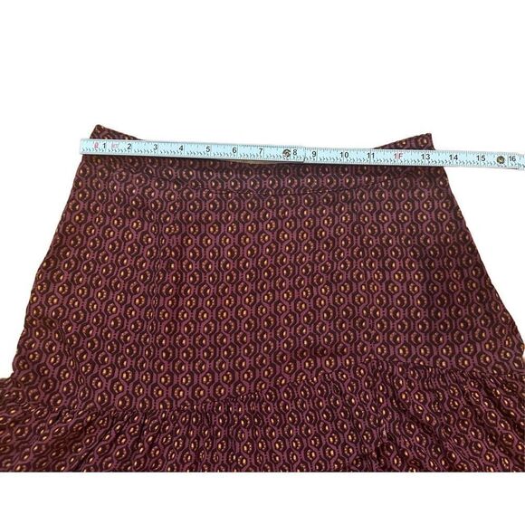 Free People Nadia Red Geometric Hexagon Pattern Asymmetric Ruffle Hem skirt - Picture 6 of 7